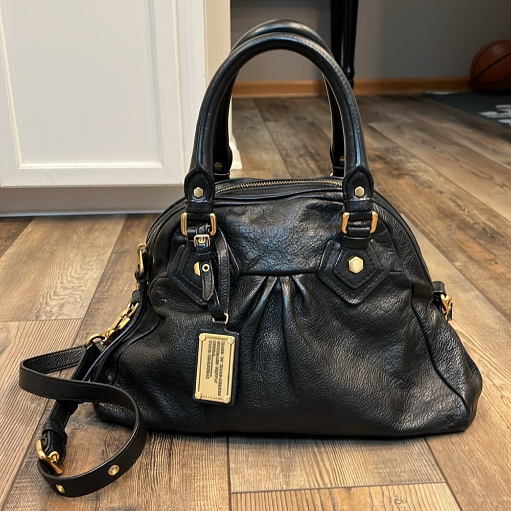 Marc By Marc Jacobs Black Satchel with Gold Accents